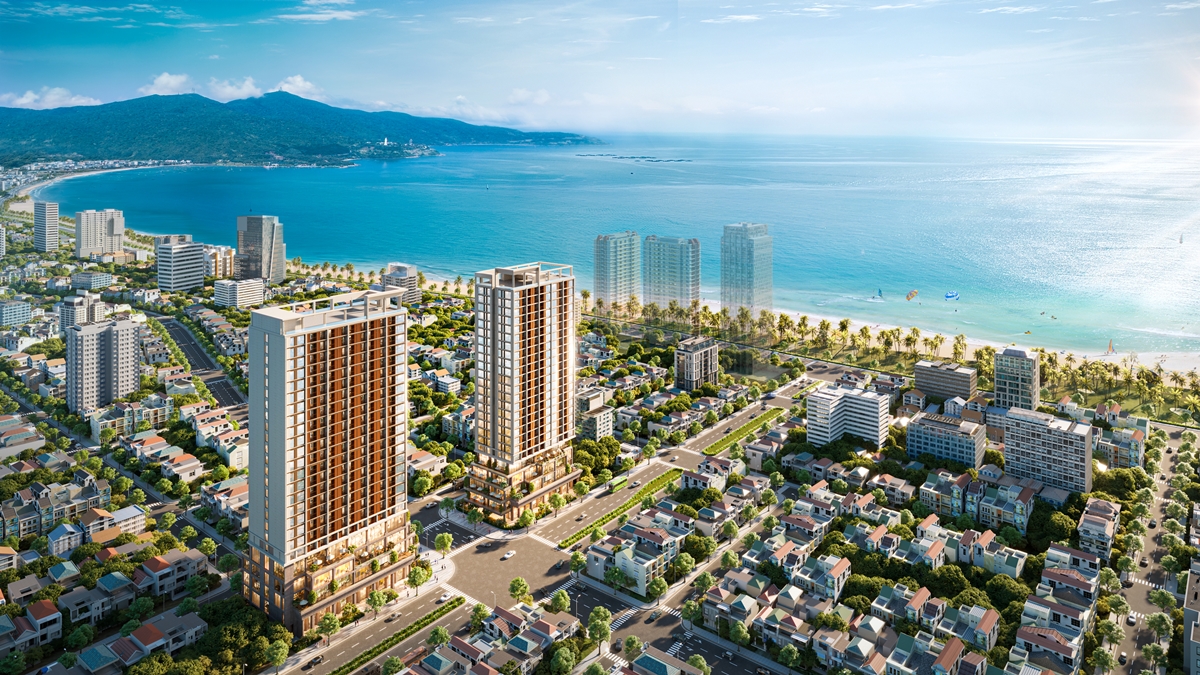 Phối cảnh minh họa Sun Costa Residence cận kề biển Mỹ Khê