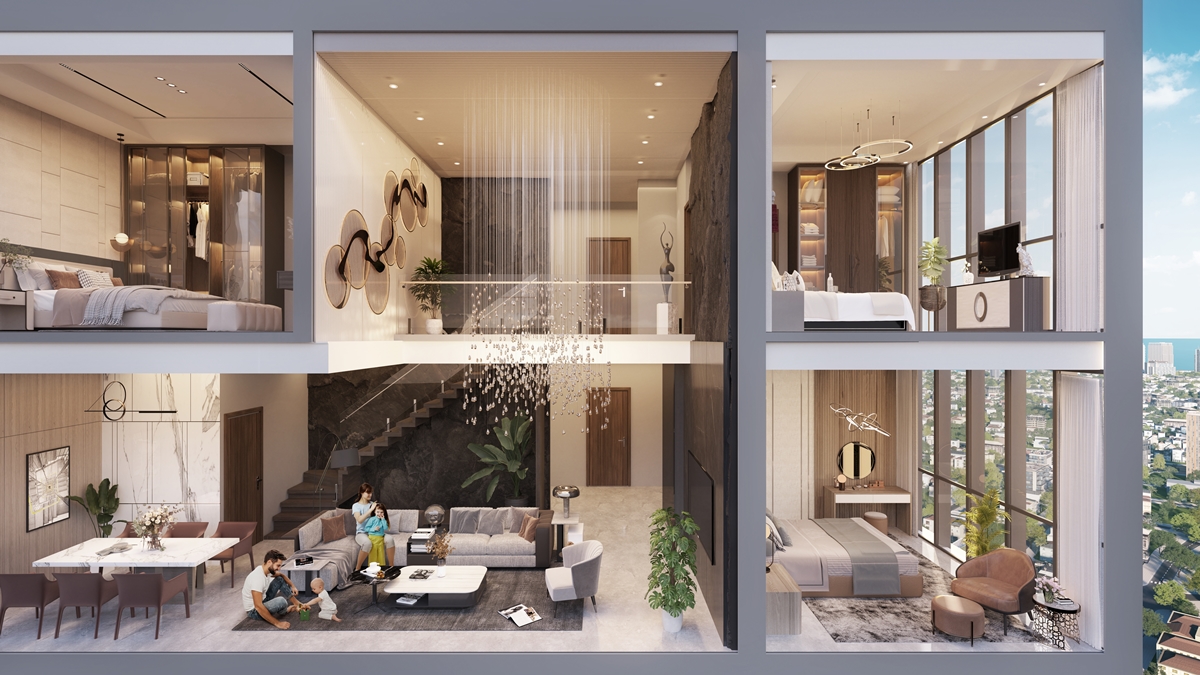 Căn hộ penthouse nơi cư dân được trải nghiệm sống trên những đỉnh cao.