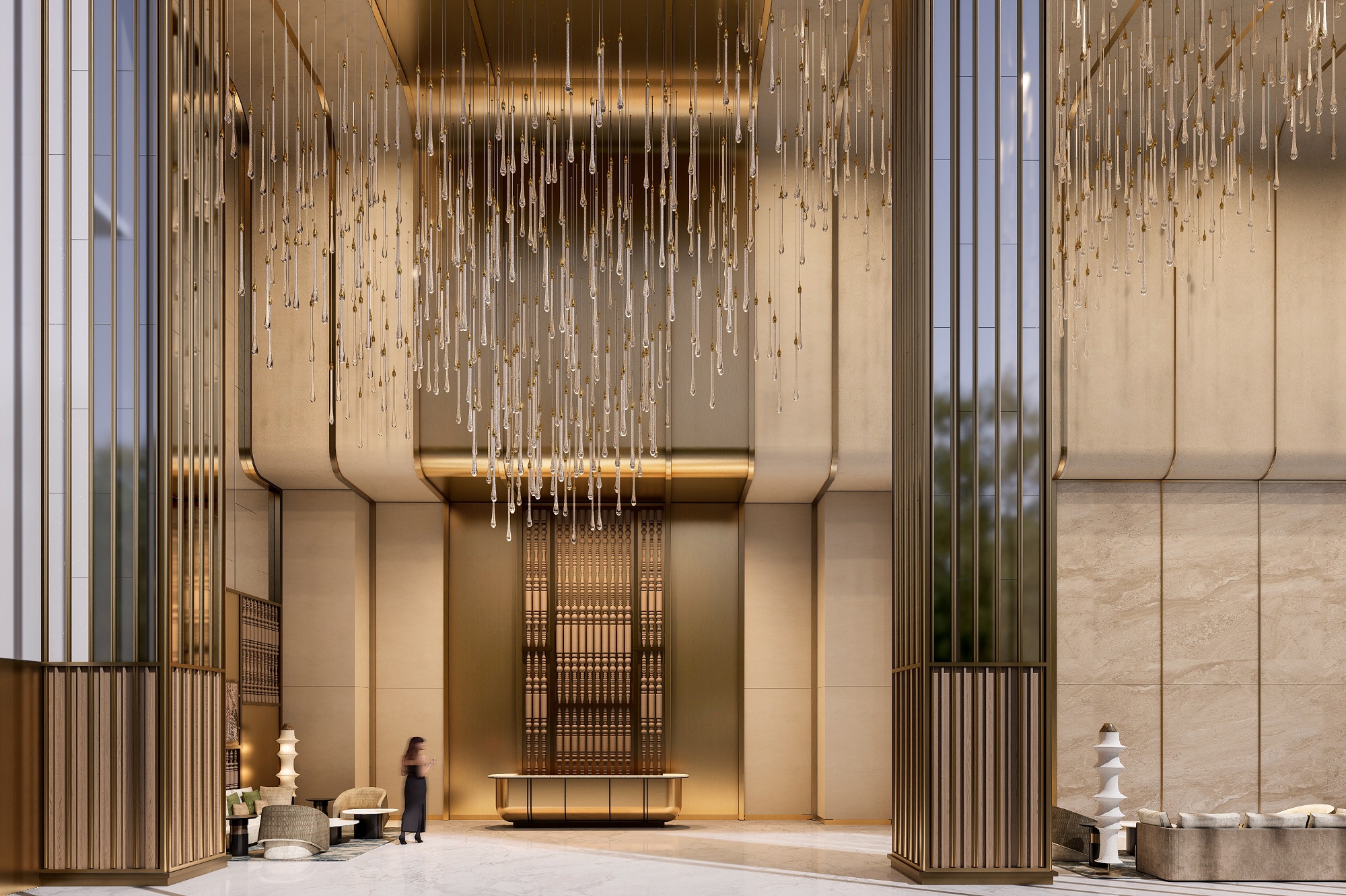 Sảnh đón của Sun Feliza Suites cao tới 14m – gấp 4 lần chiều cao các căn hộ thông thường. Ảnh: Sun Property.